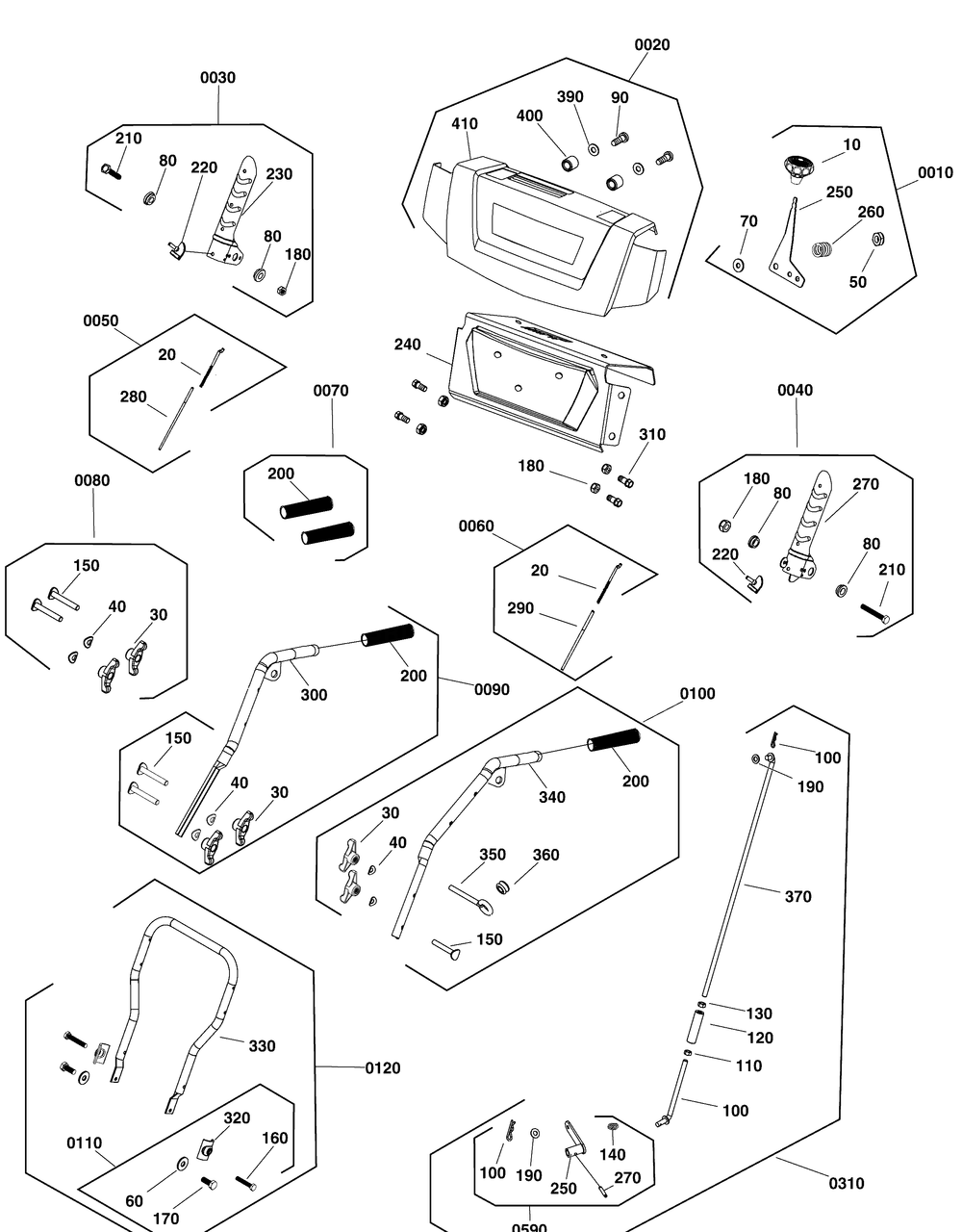 Handles And Controls Group Diagram and Parts List for 1697184-00-1027LD 2019 Briggs and Stratton Snow Blower